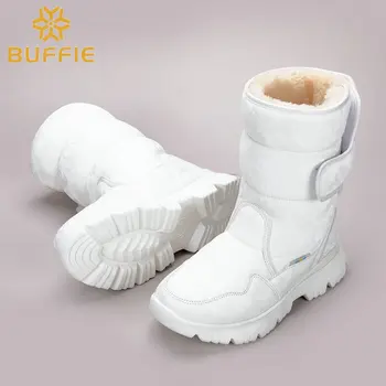 Ženske snow škornji trdna Prikrivanje lepo modni videz BUFFIE blagovne Znamke nepremočljiva mid-tele tople plišastih obloge, lahka teža podplat brezplačno