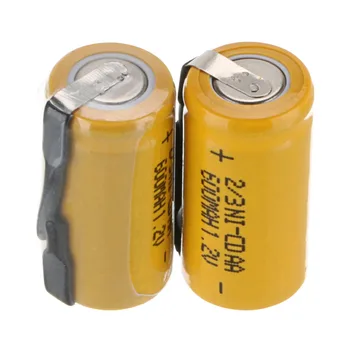 2pcs Anmas Moč 1,2 V 600mAh 2/3 AA Ni-CD Polnilna Baterija Rumene Barve baterije za polnjenje ni-cd Baterij za ponovno Polnjenje 28mm x 14 mm