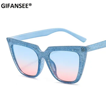 GIFANSEE Moda Kvadratnih sončna Očala Ženske Oblikovalec Razkošje MOŠKIH Cat Eye Glasses Classic Vintage UV400 Prostem Oculos De Sol ODTENKI