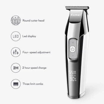Profesionalne frizerske Clipper 0 mm Baldheaded Barber Električni Hair Trimmer Digitalni LCD Zaslon za Moške Lase Rezanje Britev F30