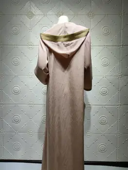 Dubaj arabski Muslimani Abaya Obleko za Ženske Jeseni Leta 2020 Šampanjec Maroški tam kaftan Hooded Haljo turški Islamske Jalabiya