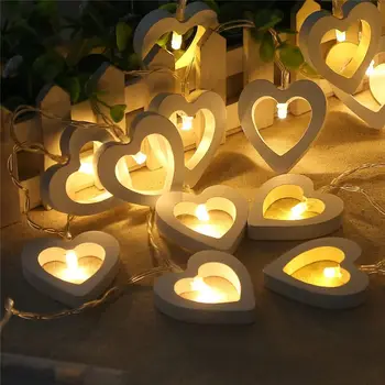 Wrumava Romantično Lesa Srce 1,2 M 10 Niz LED Luči Valentinovo Svetilko, Baterijski pogon Stranka Poročno Dekoracijo Pravljice Luči