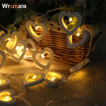 Wrumava Romantično Lesa Srce 1,2 M 10 Niz LED Luči Valentinovo Svetilko, Baterijski pogon Stranka Poročno Dekoracijo Pravljice Luči