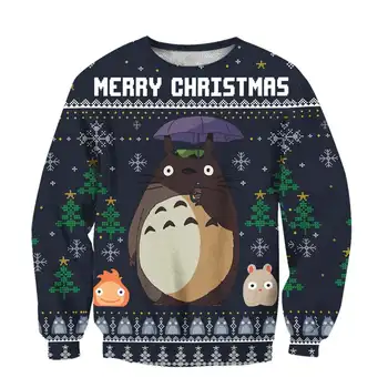 Božič Santa Totoro 3D Tiskanih Ženske, za Moške, Božična Pulover Smešno Hoodies/Majica/Jakna Cosplay Kostumi