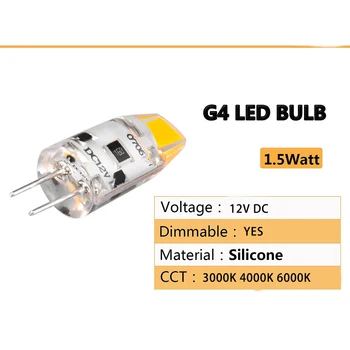 10pcs LED Žarnice G4 12V DC Zatemniti COB LED Lučka G4 Lampadas Žarnice 360 kot Snopa Brez Utripanja Zamenjajte 10W 15W Halogenske Žarnice
