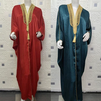 MD Ženske Elegantne Muslimanskih Abaya Turčija Malezija Tassel Obleko Djalaba Marocaine Plus Velikost Boubou Dekleta Islamska Oblačila 2020 Jeseni