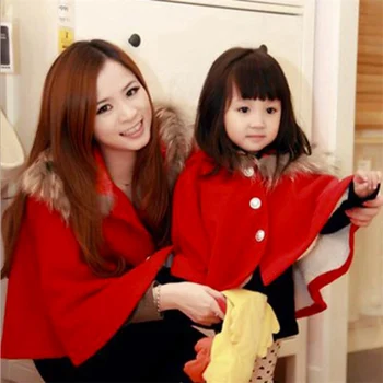 Malčka otroci Dekliške obleke hooded krzno ovratnik cape volnene vrhnja oblačila za otroke, deklice, oblačila, obleke, korejski toplo ruto coats