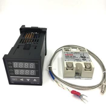 Digitalni Termostat PID RKC Temperaturni Regulator REX-C100 SSR Izhod+ SSR 40DA Rele + K Termočlen Sonda za senzor