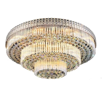 Ameriški Kristalno Stropne Luči Svetilo LED Zlato Stropne Svetilke Krog Dnevni Sobi, Doma Notranjo Razsvetljavo 3 Bele Barve Zatemniti