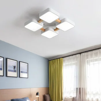 Sodobno minimalistično LED square bela / siva barva svetilke dnevna soba, spalnica hotel, apartma oltarja les & kovinski stropne luči