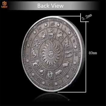 Antik Srebrni Kovanec Euro Dvanajst Constellation Kozorog Astrologija Svetu Reliefni Kovinski Izziv Kovanca Zbiranja W/Razkošje Polje