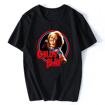 Chucky Grozo T Shirt za Moške, Visoke Kakovosti Estetske Bombaž Letnik Black T-shirt Harajuku Ulične Camisetas Hombre