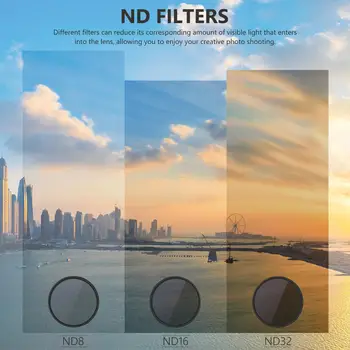 Neewer 3 Paketi Objektiv Kamere Filter ND Filter Komplet Združljiv z GoPro Hero 8,Multi-coated Filtri Pack Pribor ND8/ND16/ND32