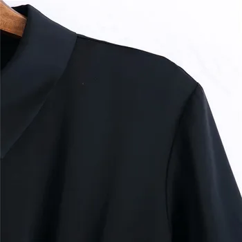 Za Ženske Pletene Saten Midi Črno Obleko 2020 Letnik Dolg Rokav Urad Dama Obleke Ženska Moda Spredaj Gumb Opremljena Vestido