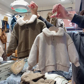 2019 pozimi novi korejski svoboden in vsestranski runo bombaž pulover volne ovratnik priložnostne vrh debele in tople