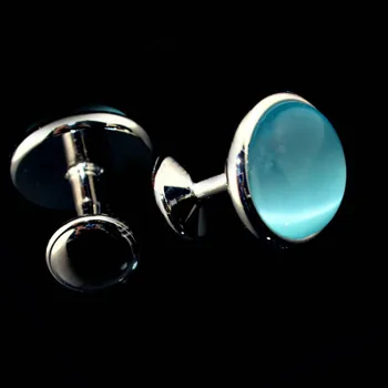 Francosko Modra Opal zapestne gumbe Darila za Moške Spolne Visoko-kakovostni razred Poslovne Pogostitve, Poroke Majica Poldragi Gumbi Cufflink Nakit