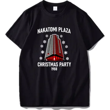 Nakatomi Plaza T Shirt Božično Zabavo Snežinka Akcijski Triler Film Tshirt Čistega Bombaža Udobno Crewneck Black Tee Vrhovi
