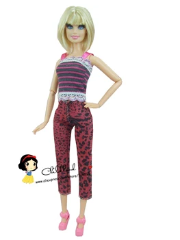 Brezplačna dostava 5sets Moda Priložnostne Slog Obleke + Hlače, hlače, Obleke Za Barbie Lutka Dekleta rojstni dan, novo leto Darilo za otroke