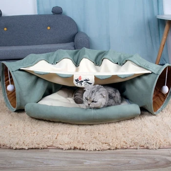 Upogljivi Izmenljive Mačka Predor Cevi Hišnih Interaktivna Igra Igrače Zvok Papir Zvoni Zvonec Za Mačka, Beli Dihurji Kuža 5