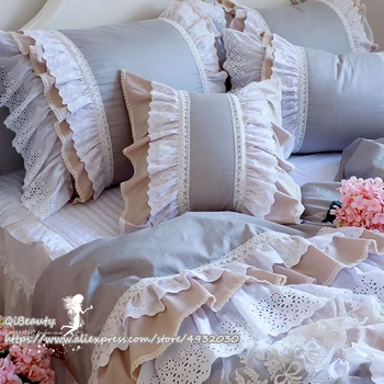 Vrh Luksuzni Vezenje Evropske spalnica tekstilne elegantne prevleke torto plasti posteljnina nabor ruffle rjuhe kritje čipke posteljo krilo