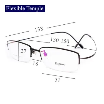 Čistega Titana Očala Pol Platišča prilagodljiv Optični Okvir Recept Spektakel Pol Platišča Očala Majhen Obraz Primerna Linija Tempelj