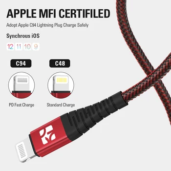 Coolreall 36W MFi Certified USB C do Strela PD Hitro Polnjenje, Tip C kabel za iPhone X MAX XS XR 8 plus iPad Pro mini polnilec