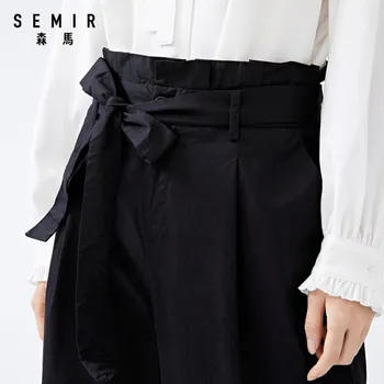 SEMIR Ženske, široko noge hlače 2020 poletje nove ženske ohlapne hlače priložnostno black visoko pasu modni trend wid-hlace ženske