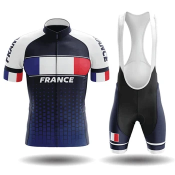 Francija uniformes de ciclismo Dihanje kratek sleeve kolesarjenje Jersey Moški 20 D gel Bib Hlače Triatlon ropa ciclismo 2020