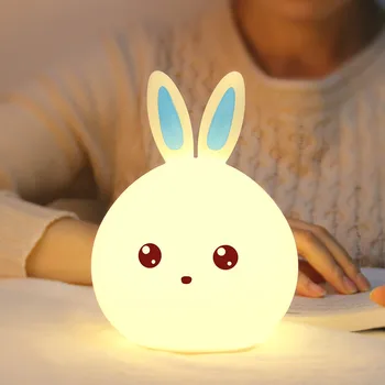 Risanka zajec silikona LED multicolor noč svetlobe USB polnjenje pat touch senzor svetlobe spalnica otroka, hranjenje otroka postelji svetilko