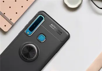 Za Samsung Galaxy A9 2018 Primeru A920 Avto Nosilec Stojalo Magnetni Nosilec Prst Prstan Silikon TPU Pokrovček za Samsung A9 2018 A920F