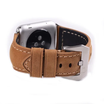 Klasične Resnično Nori Konj Rjavo Usnje Watch Band za Apple, Gledam I Gledam 38 mm&42mm Black Adapter trak za apple ura