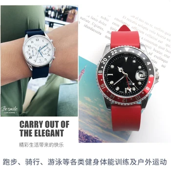 Shengmeirui Silikonske gume watch trak 20 MM 22 MM 24 MM črna, rjava, zelena, modra moška zapestnica za Omega Oris Seiko Tissot trak