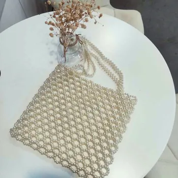 2019 trend žensk beaded torbici elegantne večerne torba retro oblikovalec kakovosti torbici luksuzne blagovne znamke ročno tkane pearl vrečko