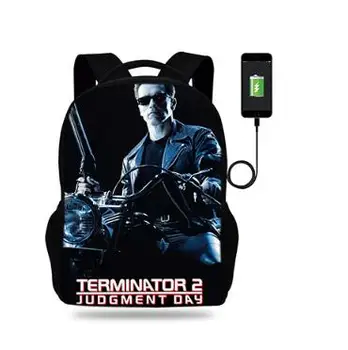 Mens Terminator College Nahrbtnik Polnilnik USB šolska torba za Prenosni računalnik Nahrbtniki za Najstniške Šolsko Torbo Boys&Girls 17inch