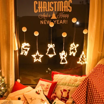 LED Okno Dekor Niz Svetlobe Žarnice z Bedak Kavljem Upravlja Božično Drevo Viseči Okras Pravljice Luči Za Festival D30
