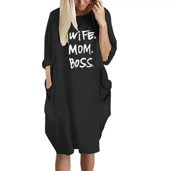 Mama, Žena Šef 2021 Poletje Obleko Priložnostne Ženske Modni Telovnik Prevelike Obleke z Dolgimi Rokavi Sundress Slim Seksi brezplačna dostava