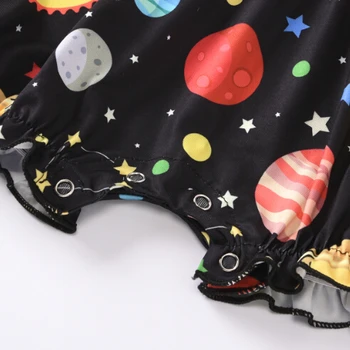Za malčke Baby Dekleta Otroška Oblačila brez Rokavov Kozmični tiskanje igralne obleke +Glavo 2pcs Jumpsuits Baby Dekle Oblačila