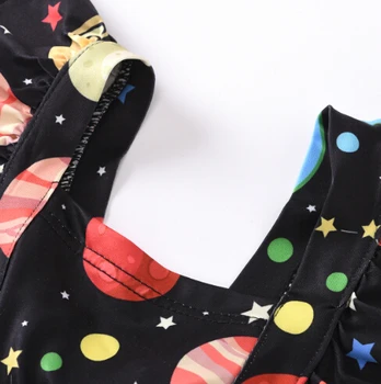 Za malčke Baby Dekleta Otroška Oblačila brez Rokavov Kozmični tiskanje igralne obleke +Glavo 2pcs Jumpsuits Baby Dekle Oblačila