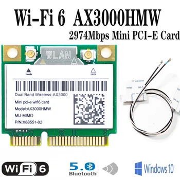 2974Mbps Wifi 6 Mini PCI-E Card za Brezžični Prenosni računalnik Omrežja Wlan, Ethernet Kartico Wifi 2.4 G/5Ghz Bluetooth 5.0 802.11 ax/ac Za Win10