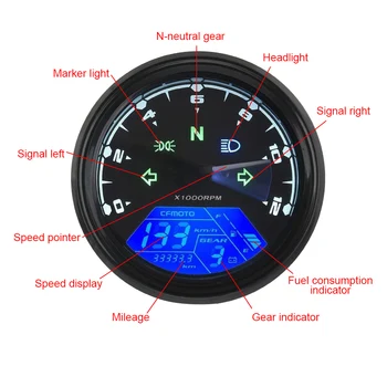 YOSOLO Night Vision Izbiranje prevožene poti Motocikel Plošči merilnik Hitrosti LED Multi-funkcijski Digitalni Indikator Tahometer Merilnik Goriva