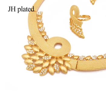 Nakit kompleti za ženske zlato ogrlico, uhane, zapestnico, prstan stranka Afriške Dubaj poročne poročna darila na Debelo nakit set