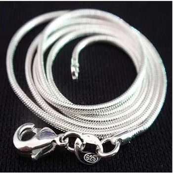 925 sterling srebrna ogrlica za ženske, srebrni modni nakit Kača Verige 1mm Ogrlica 16 18 20 22 24