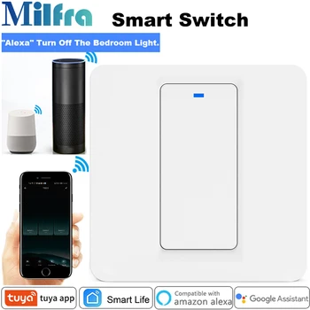 Milfra Wifi Stikala za Luč Nevtralnega Žice Potrebno Glas Mobilni Telefon, Nadzor EU 86mm Smart Stikalo za Google Pomočnik Alexa Tuya App