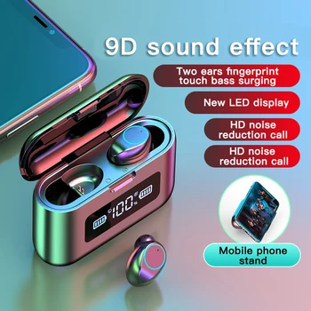 Bluetooth 5.0 Slušalke HI-fi Stereo zvok Športne Slušalke TWS Wireless Power LED Zaslon Hrupa Preklic Slušalka
