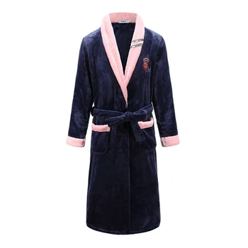Pozimi Flanela Moški kopalni plašč Nightgown Kimono Plašč Coral Runo Negliže Proti-Vrat Intimno Perilo Barvo Sleepwear 3XL