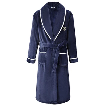 Pozimi Flanela Moški kopalni plašč Nightgown Kimono Plašč Coral Runo Negliže Proti-Vrat Intimno Perilo Barvo Sleepwear 3XL