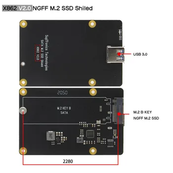 Raspberry Pi X862 V2.0 M. 2 NGFF 2280 SATA SSD za Shranjevanje Širitev Odbor / Ščit za Raspberry Pi 4 Model B