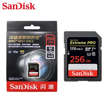 Prvotne SanDisk Extreme PRO 256GB SD High Speed 170MB/s, Class 10 za Pomnilniško Kartico UHS-I U3 64GB 128GB Za kartice SD Kartico