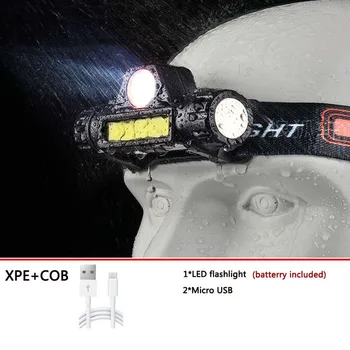 Prenosni mini XPE + cob LED žaromet USB polnilne pohodništvo, kampiranje noč jahanje dvojno vir svetlobe ribolov žaromet svetilka