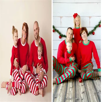 Družina Ujemanje Chirstmas Oblačila Baby Dekleta Proge Pižamo Določa Božič Družinski Oblačila Mamica in Mi Oblačila Proge Pižame